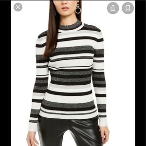 Glittery Gray striped INC sweater L